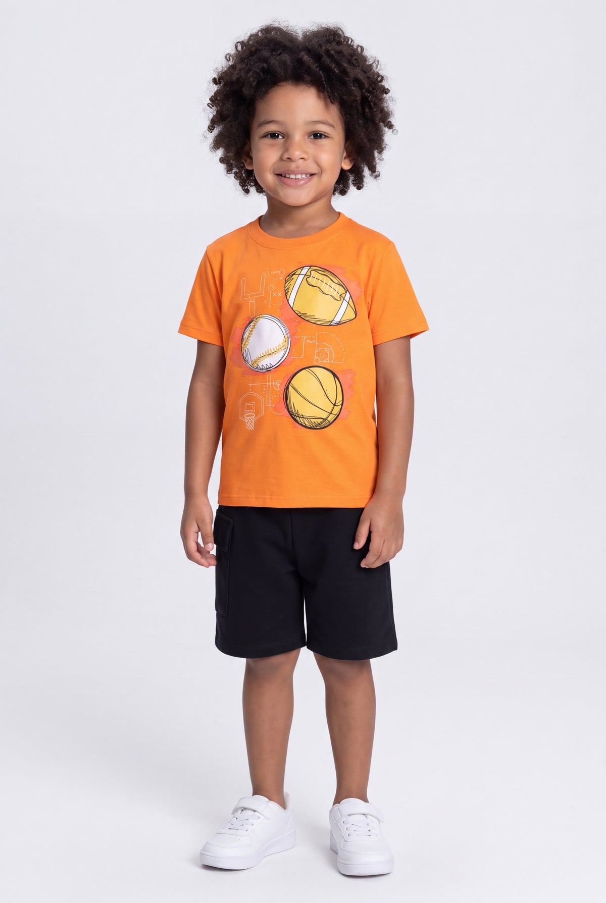 Conjunto de Verão para Menino Pequeno Atleta Laranja
