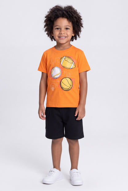 Conjunto de Verão para Menino Pequeno Atleta Laranja