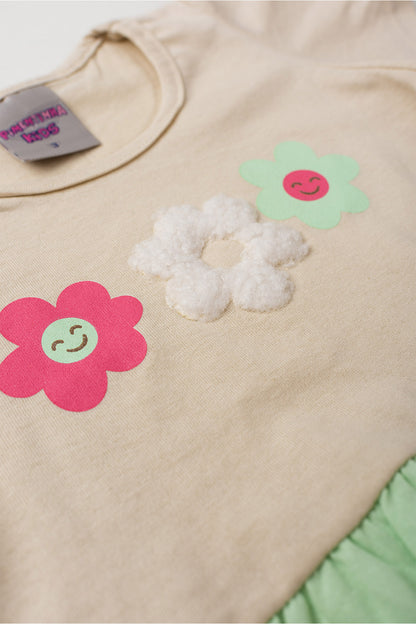 Vestido Três Marias para Menina Jardim das Flores Bege