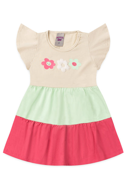 Vestido Três Marias para Menina Jardim das Flores Bege