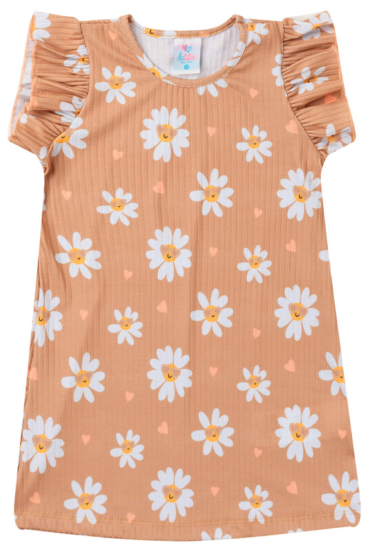 Vestido de Verão Jardim Floral Caqui