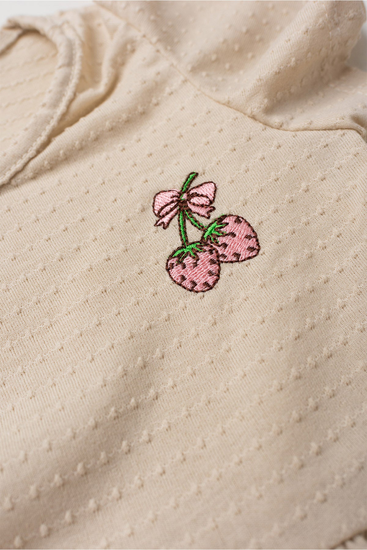 Vestido de Verão para Menina Doce Poá Bege