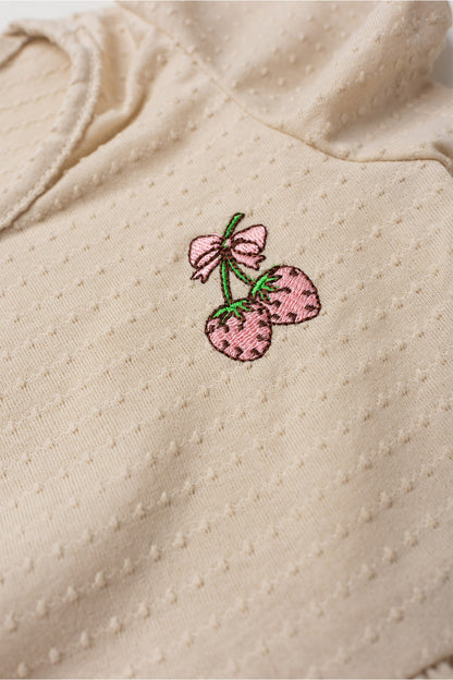 Vestido de Verão para Menina Doce Poá Bege