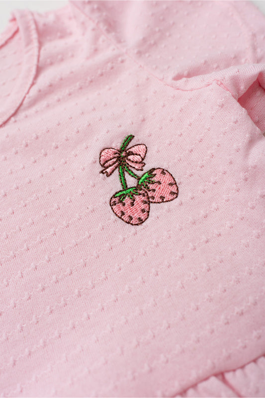 Vestido de Verão para Menina Doce Poá Rosa
