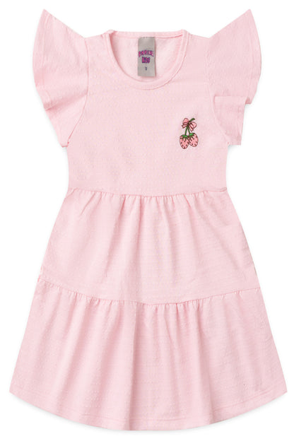 Vestido de Verão para Menina Doce Poá Rosa