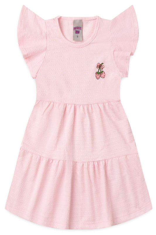 Vestido de Verão para Menina Doce Poá Rosa