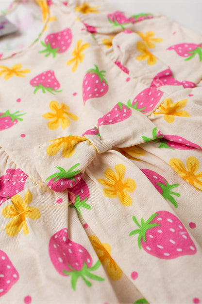 Vestido de Verão para Menina Moranguinho Bege