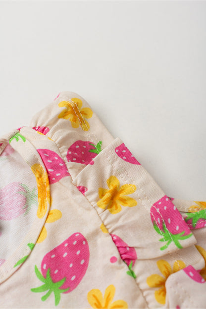 Vestido de Verão para Menina Moranguinho Bege