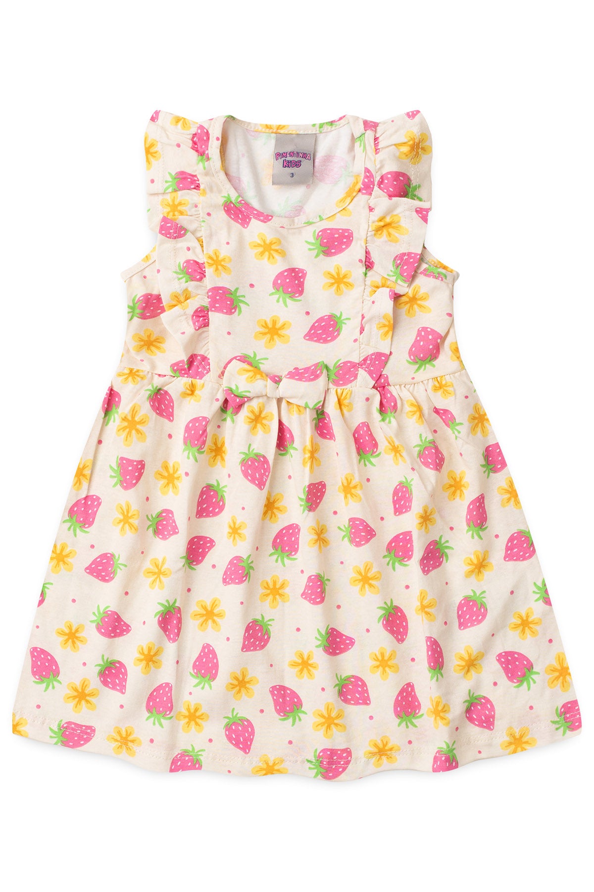 Vestido de Verão para Menina Moranguinho Bege