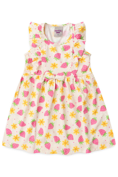 Vestido de Verão para Menina Moranguinho Bege