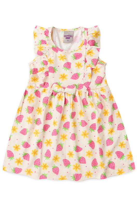 Vestido de Verão para Menina Moranguinho Bege