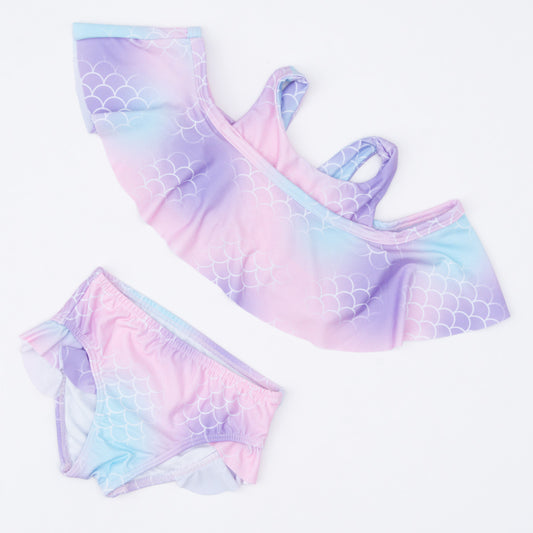 Biquíni para Menina com Estampa de Sereia Tie Dye