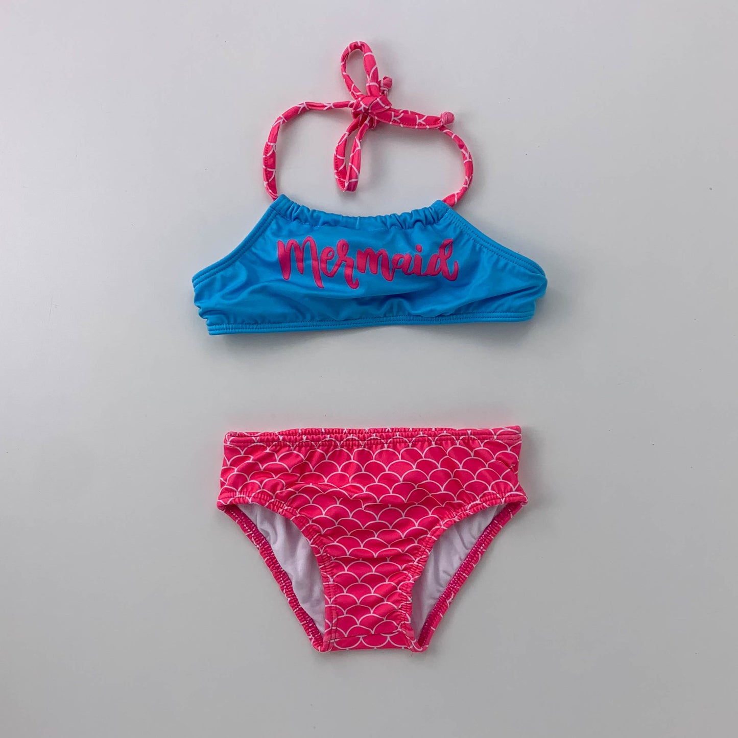 Biquíni com Estampa de Sereia Azul com Rosa para Menina