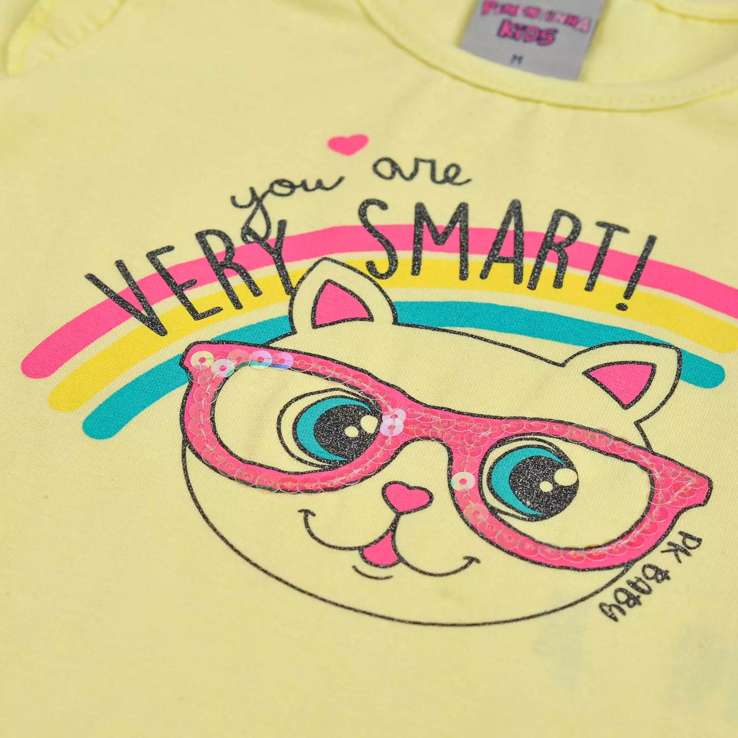 Blusa Amarela para Bebê Menina Gatinho