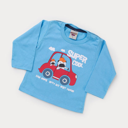 Blusa Azul Carro Manga Longa para Bebê Menino