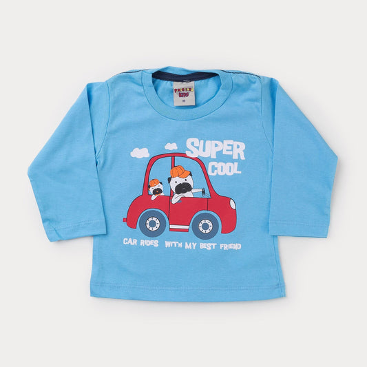 Blusa Azul Carro Manga Longa para Bebê Menino