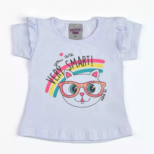 Blusa Branca para Bebê Menina Gatinho