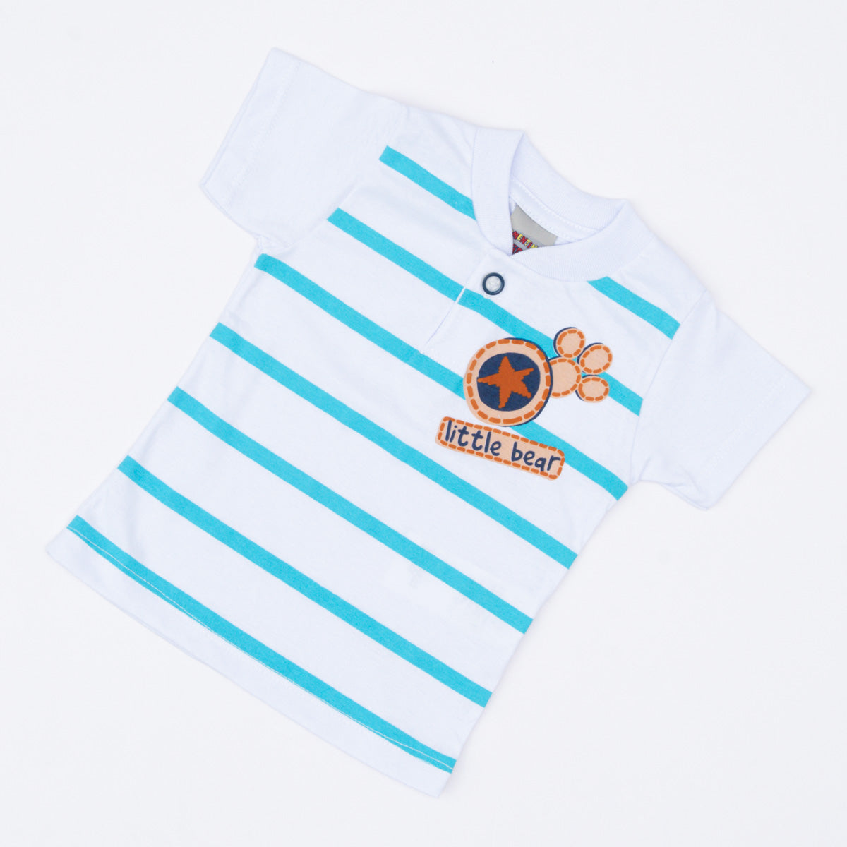 Camiseta Polo Branca com Listras para Bebê Menino
