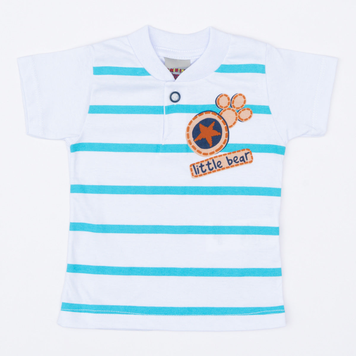 Camiseta Polo Branca com Listras para Bebê Menino
