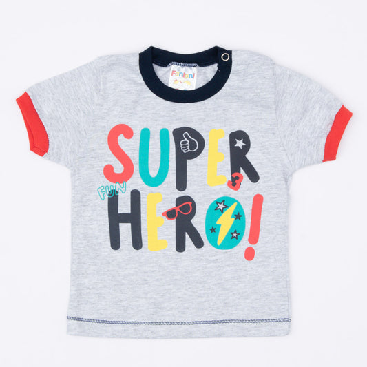 Camiseta Cinza para Bebê Menino Estampada
