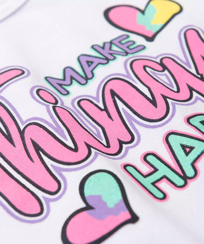 Blusa de Inverno Infantil Feminina Happy Branco