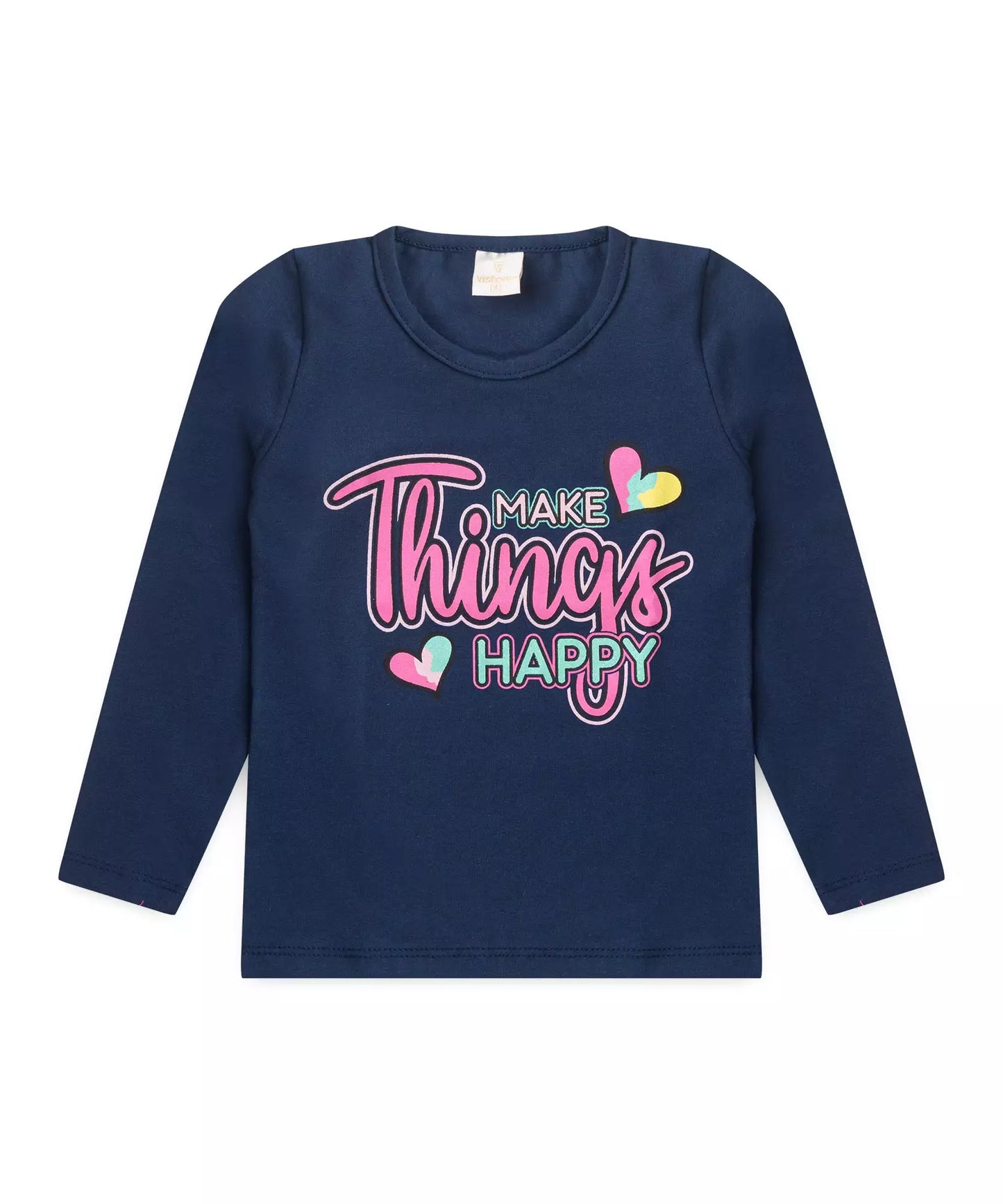 Blusa de Inverno Infantil Feminina Happy Marinho