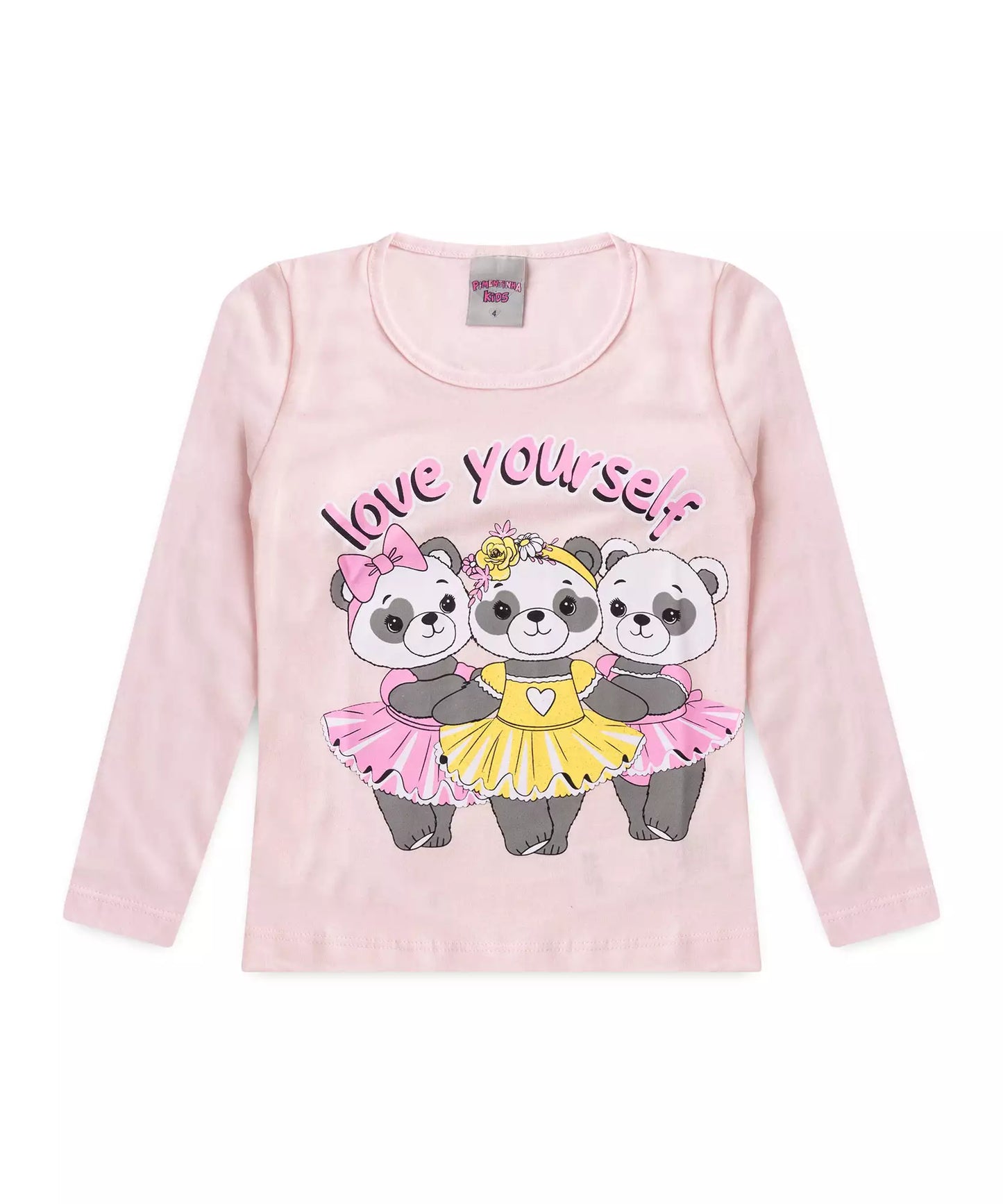 Blusa de Inverno Infantil Feminina Pandinhas Rosa