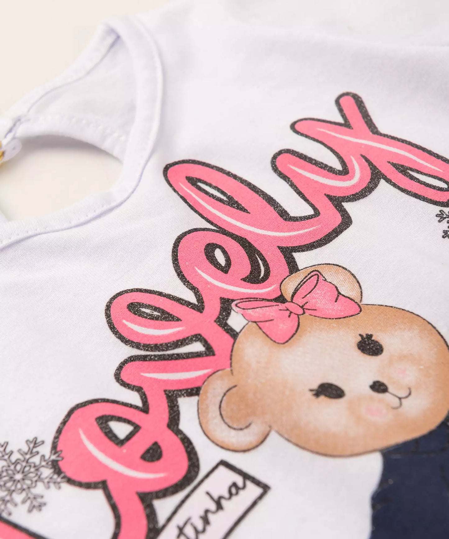 Blusa de Inverno para Bebê Menina Ursinho Branco