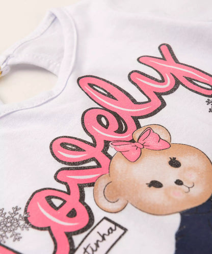 Blusa de Inverno para Bebê Menina Ursinho Branco