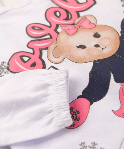 Blusa de Inverno para Bebê Menina Ursinho Branco