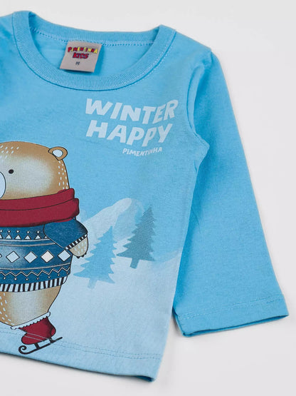 Blusa de Inverno para Bebê Menino Urso Azul