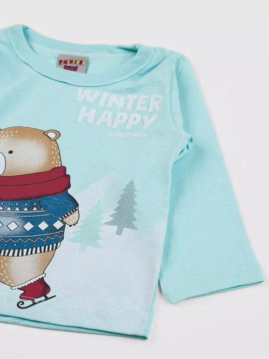 Blusa de Inverno para Bebê Menino Urso Verde