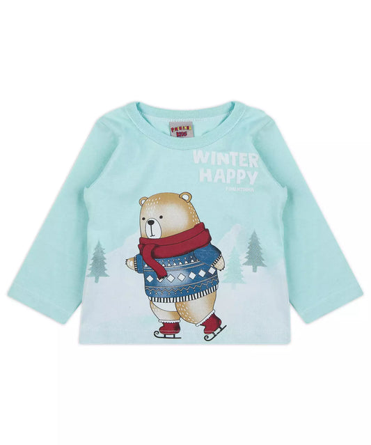 Blusa de Inverno para Bebê Menino Urso Verde