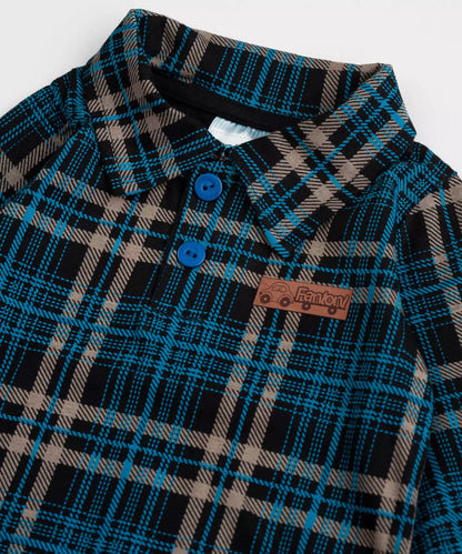 Blusa de Inverno para Bebê Menino Xadrez Azul