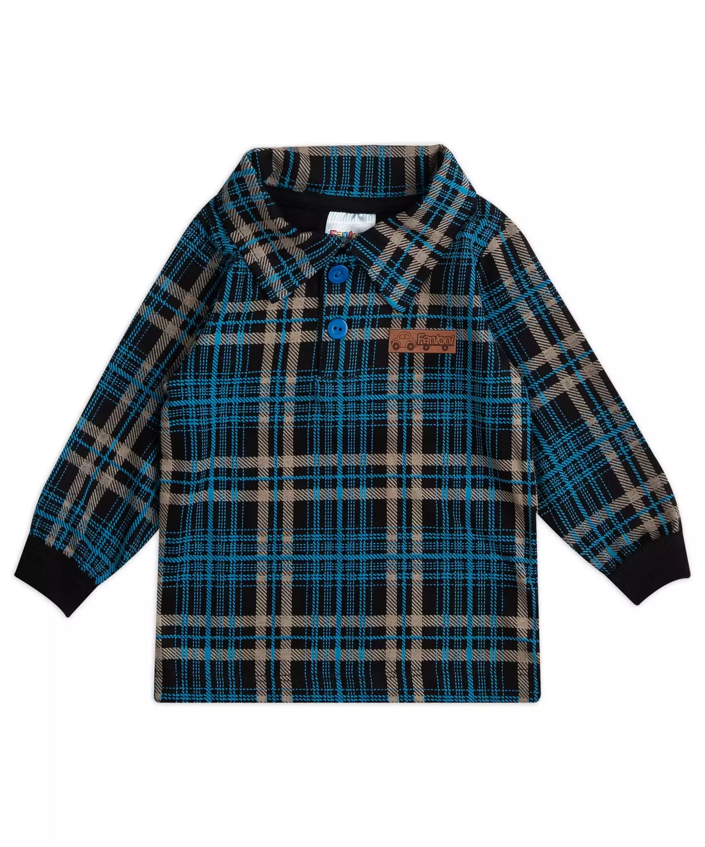 Blusa de Inverno para Bebê Menino Xadrez Azul