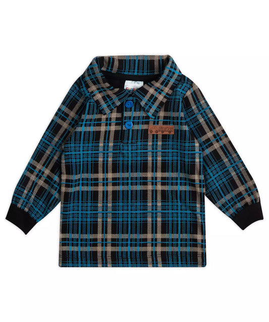 Blusa de Inverno para Bebê Menino Xadrez Azul