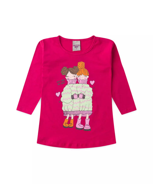 Blusa de Inverno para Menina Bonequinhas Pink