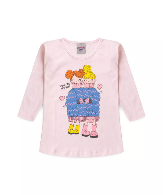 Blusa de Inverno para Menina Bonequinhas Rosa