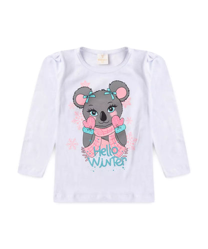 Blusa de Inverno para Menina Coala Branco