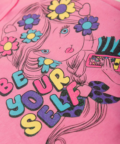 Blusa de Verão Infantil Feminina Boneca Rosa