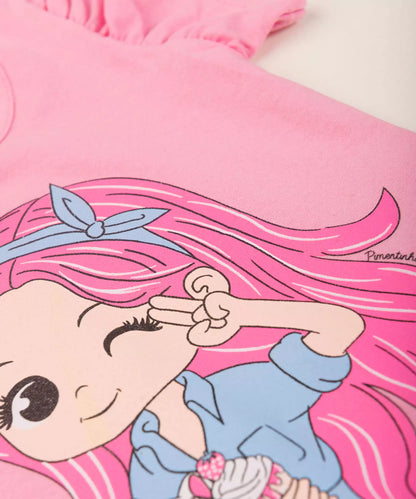 Blusa de Verão para Bebê Menina Bonequinha Rosa