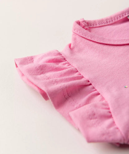 Blusa de Verão para Bebê Menina Ursinho Rosa