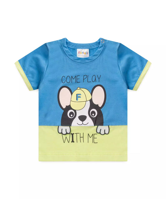 Blusa de Verão para Bebê Menino Cachorrinho Azul