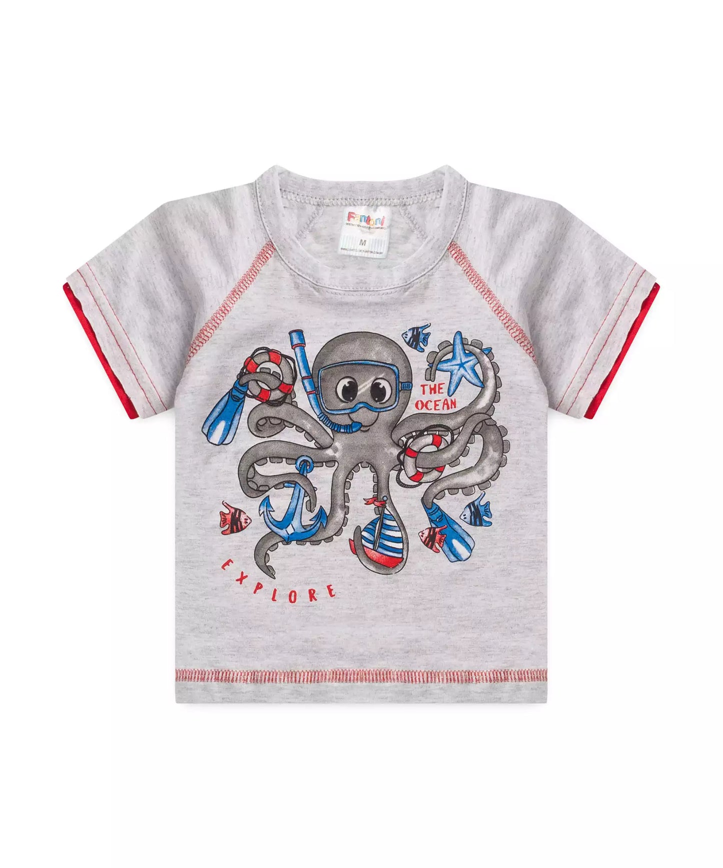 Blusa de Verão para Bebê Menino Polvo Mescla