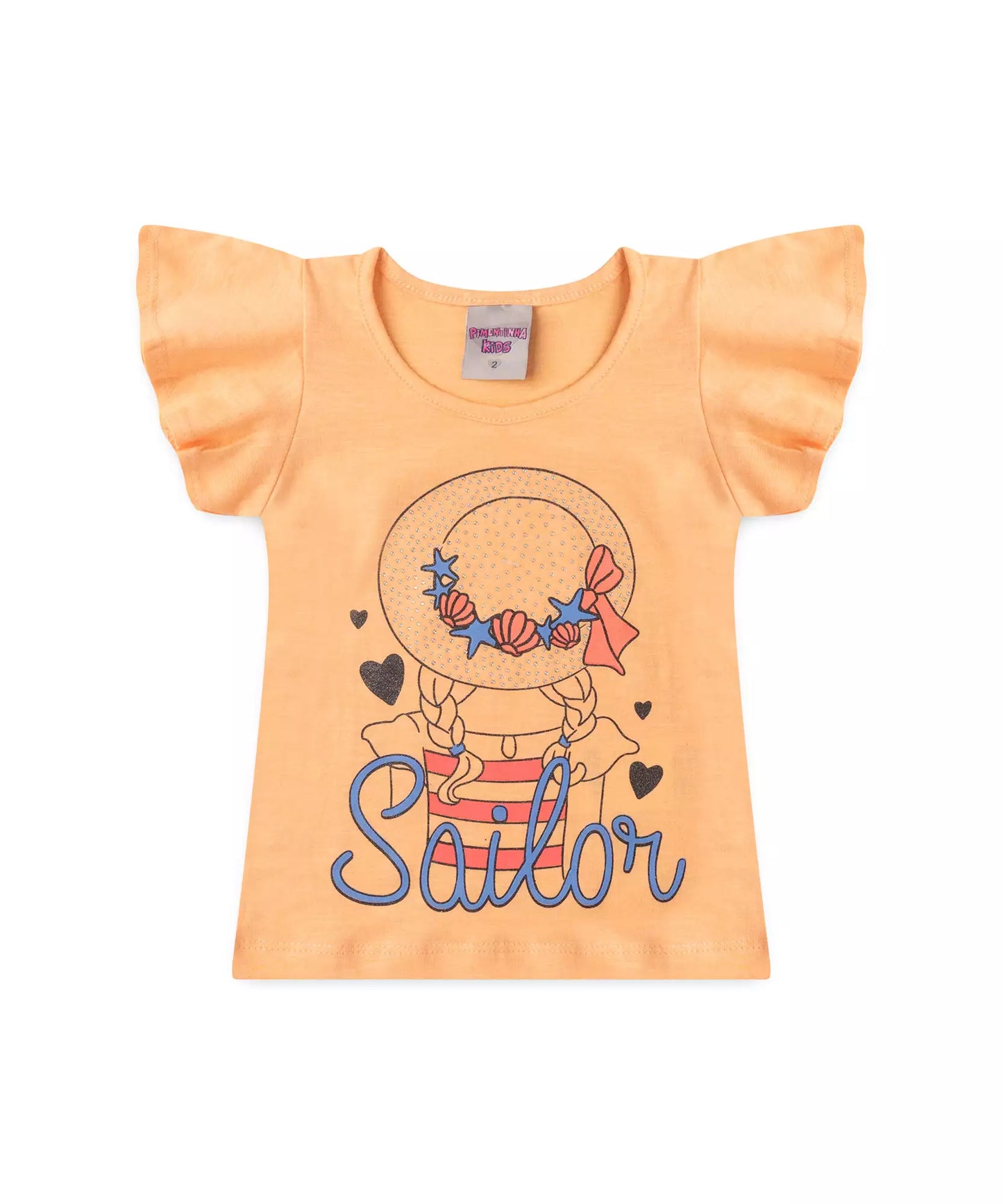 Blusa de Verão para Menina Boneca Salmão