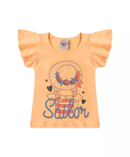 Blusa de Verão para Menina Boneca Salmão