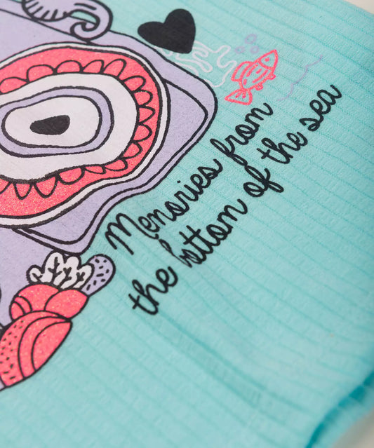 Blusa de Verão para Menina Fundo do Mar Verde