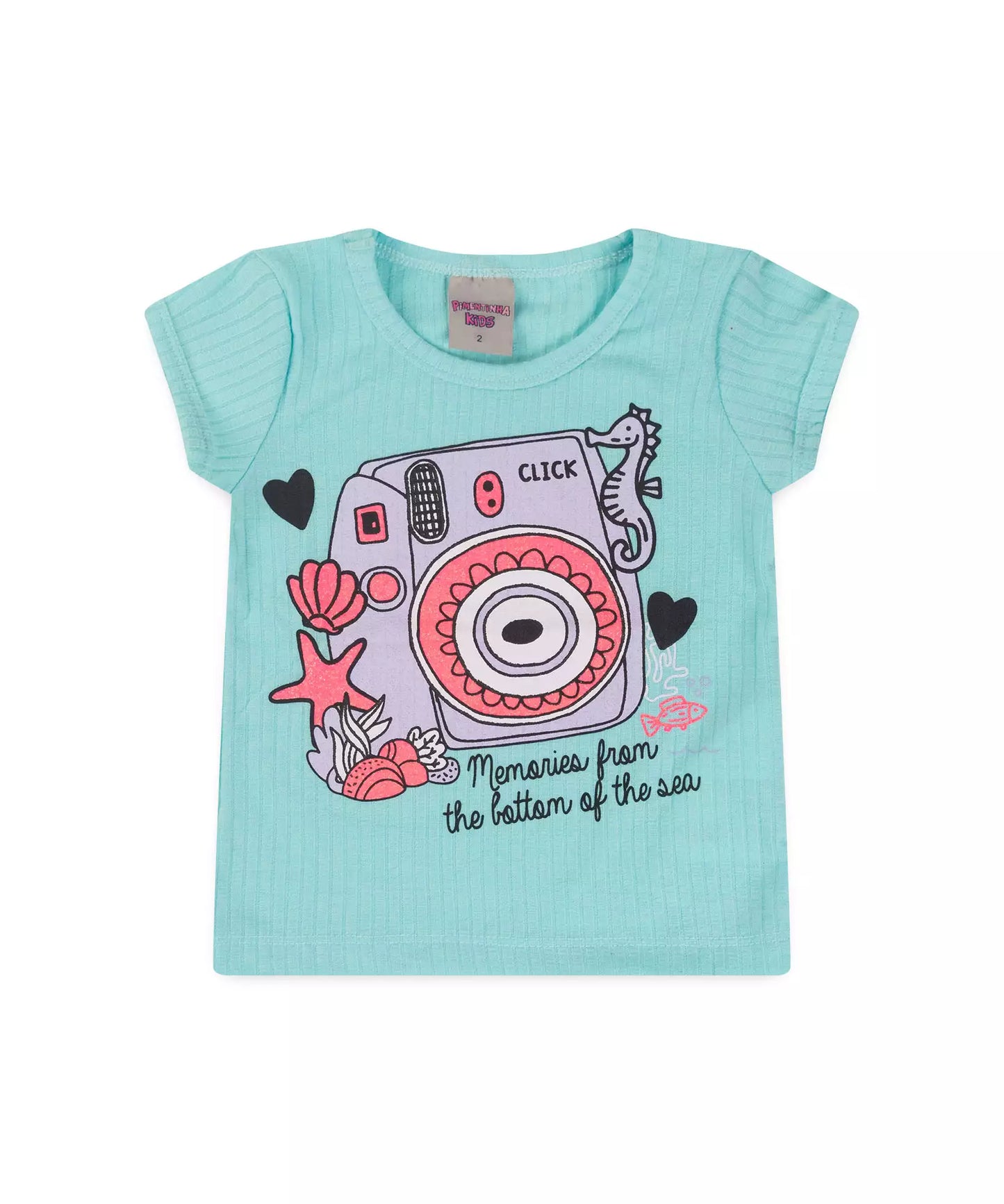 Blusa de Verão para Menina Fundo do Mar Verde