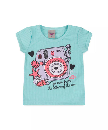 Blusa de Verão para Menina Fundo do Mar Verde