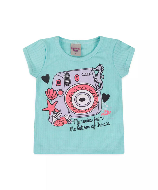 Blusa de Verão para Menina Fundo do Mar Verde
